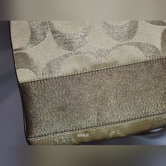 Coach Gold Metallic Signature C Crossbody *Cream/Gold* EUC - Picture 10 of 15
